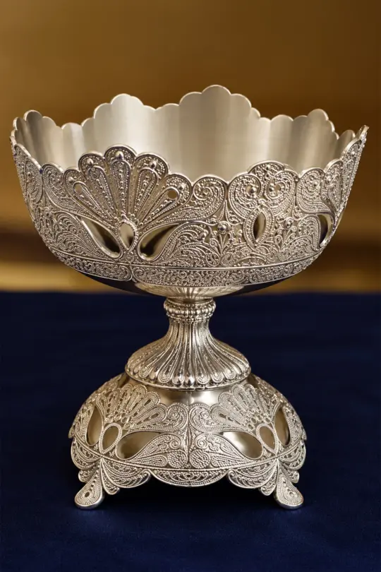 Ornate German Silver Pedestal Bowl