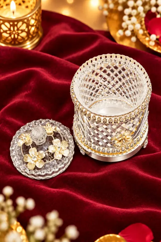 Ornate Embossed Silver Tabletop Sweet Box