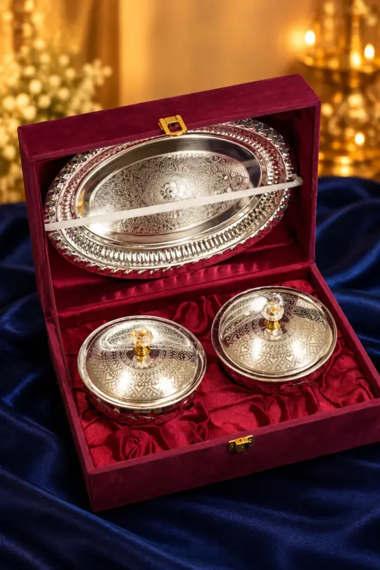 Enamel Serve Bowls with Lid & Tray Box