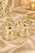 Luxury Gold Swan Glass Canister Jar Pair