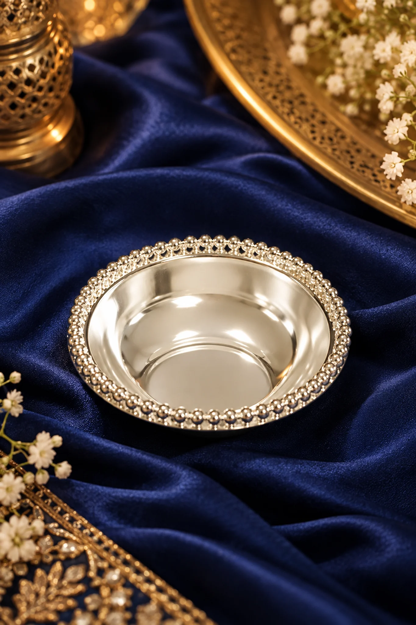 Traditional Metallic Dry Fruit Mini Platter Bowl