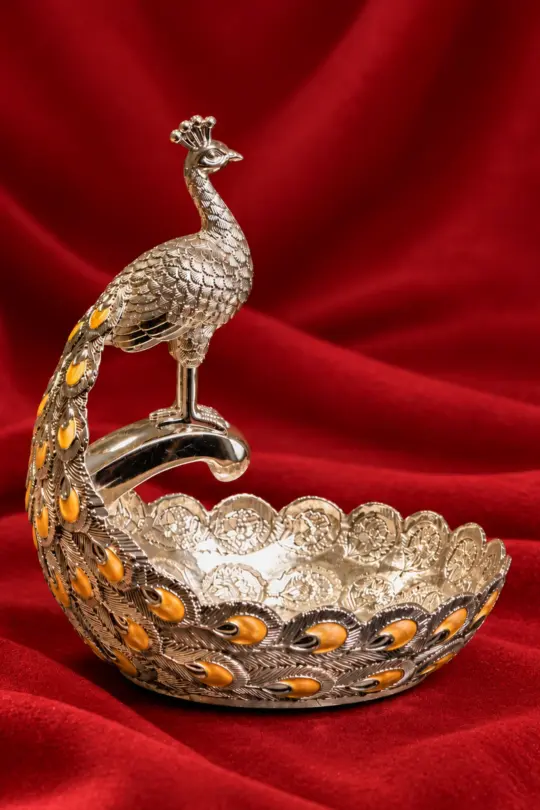 Peacock German Silver Serving Tray