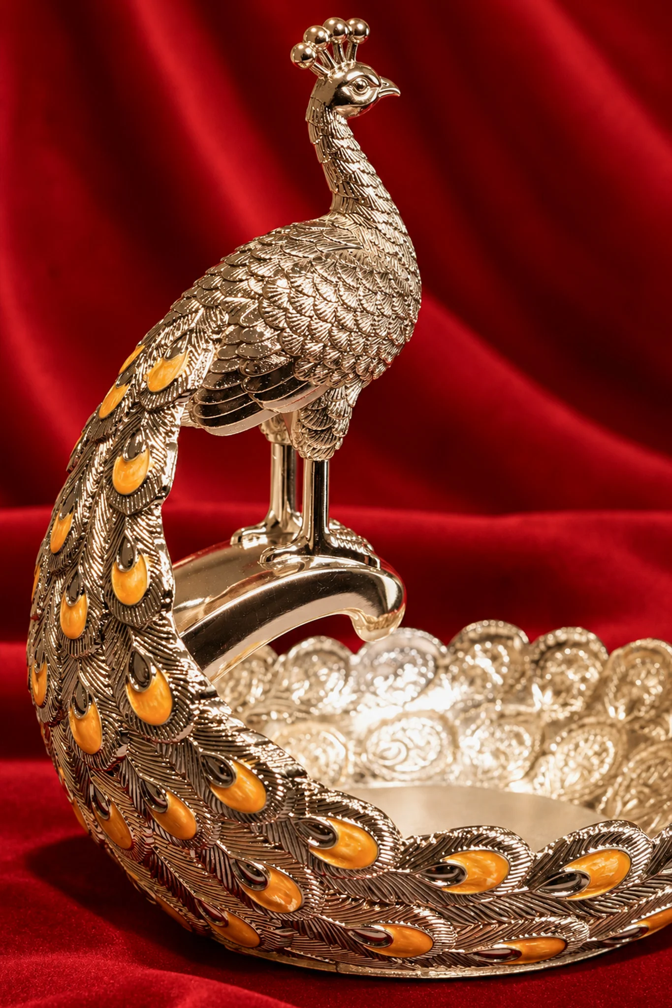 Peacock German Silver Serving Tray - Image 2