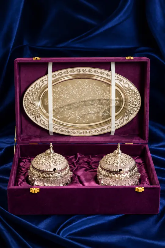 German Silver Pots & Tray Set
