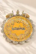 Meenakari Embossed Peacock & Ganesha Festive Pooja Plate