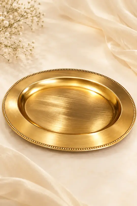 Antique Gold Oval Decorative Hamper Tray