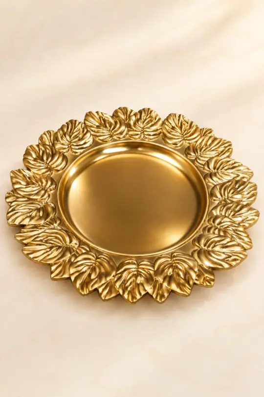 Antique Gold Leaf Rim Charger Plate
