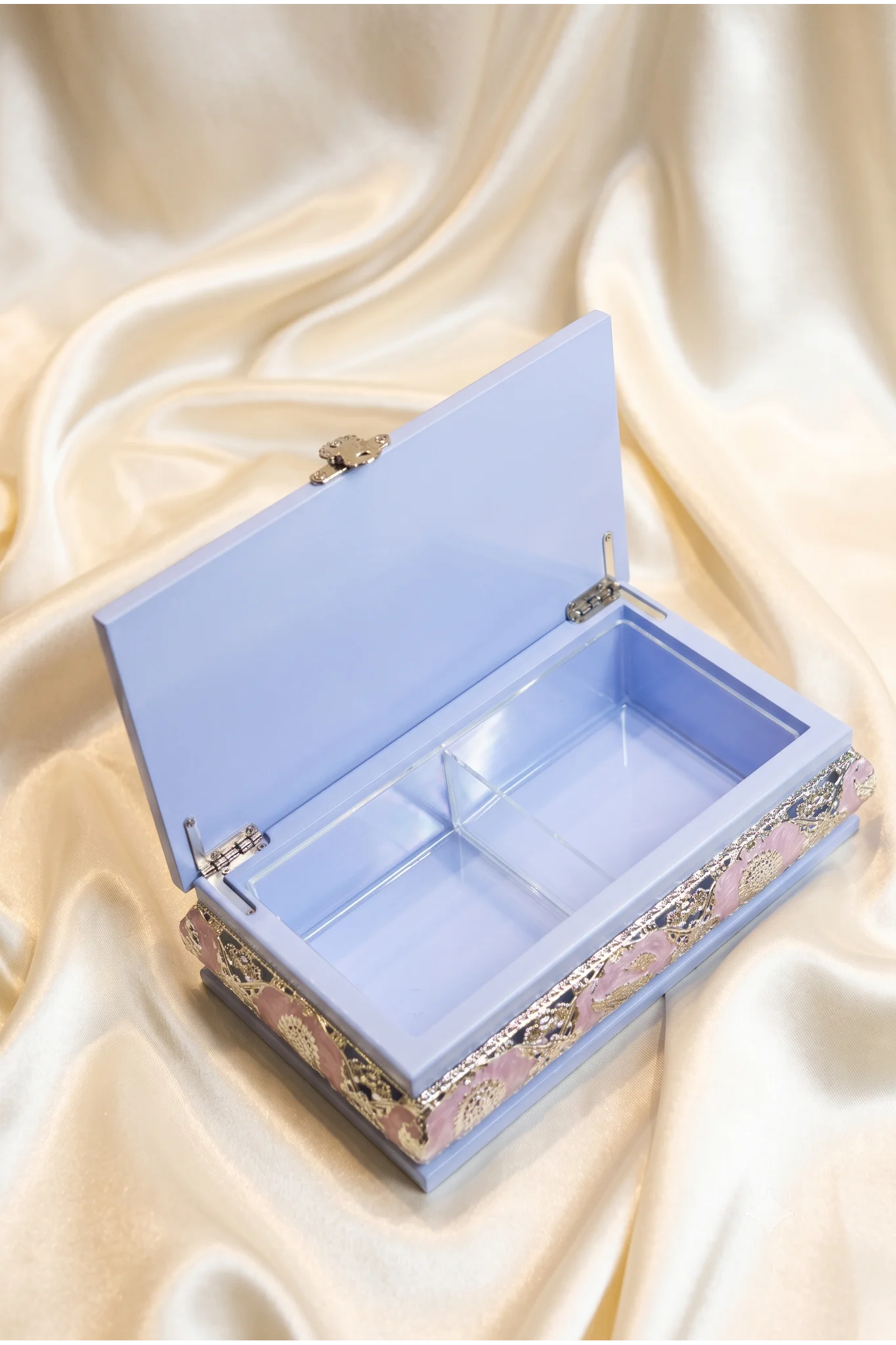 Pastel Blue Royal Peacock Wedding Keepsake Organizer Box - Image 2