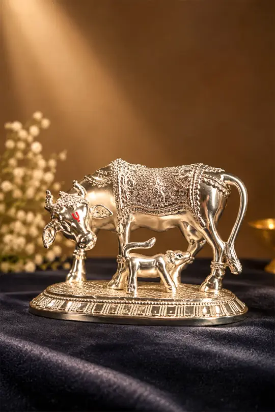 Silver Coated Cow Statue