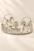 German Silver Twin Horse Hamper Tray with Handles