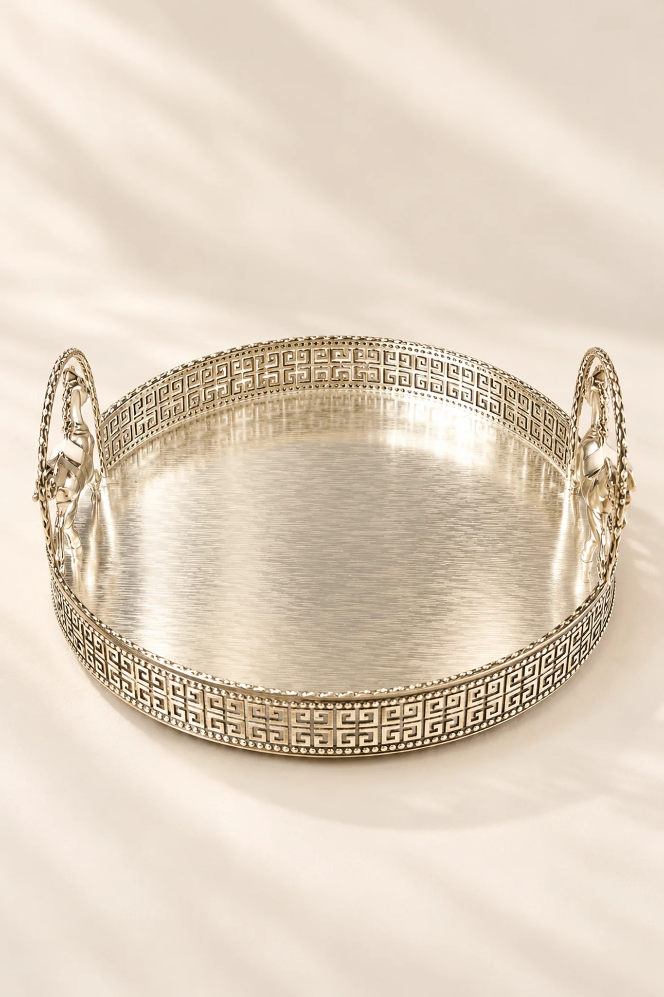 German Silver Twin Horse Hamper Tray with Handles - Image 2