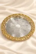 Gold-Plated Embossed Floral Pooja Thali