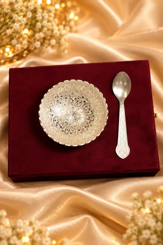 Silver Coated Spoon & Bowl Set