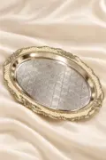 German Silver Ivory Enamel Pooja Thali