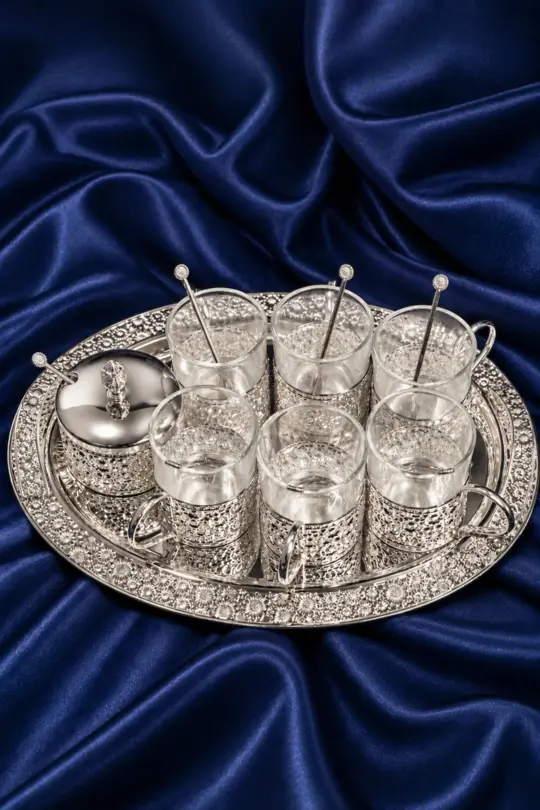 Silver Coated Jars & Tray