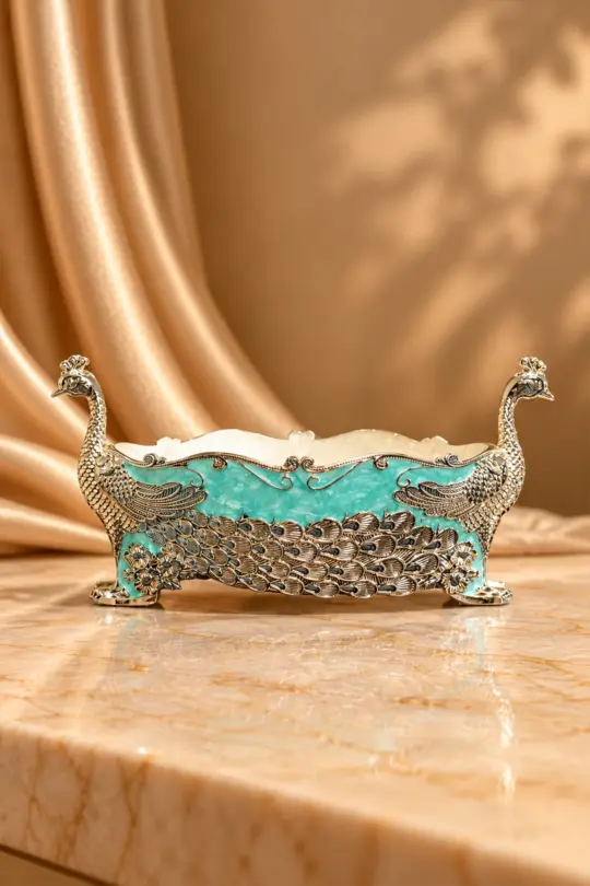 Twin Peacock Elegance Centrepiece