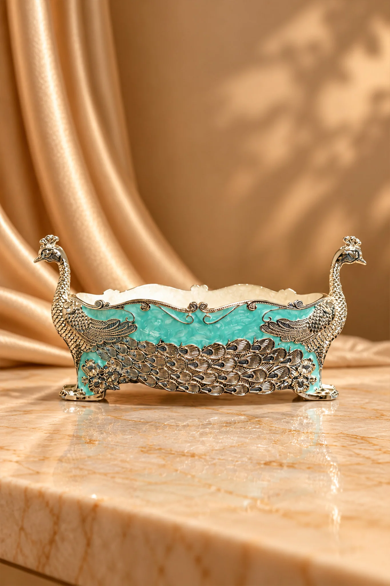 Twin Peacock Elegance Centrepiece