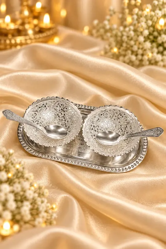 Enamel Serve Bowls with Tray Box