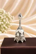 Silver-Plated Lotus Motif Decorative Temple Bell