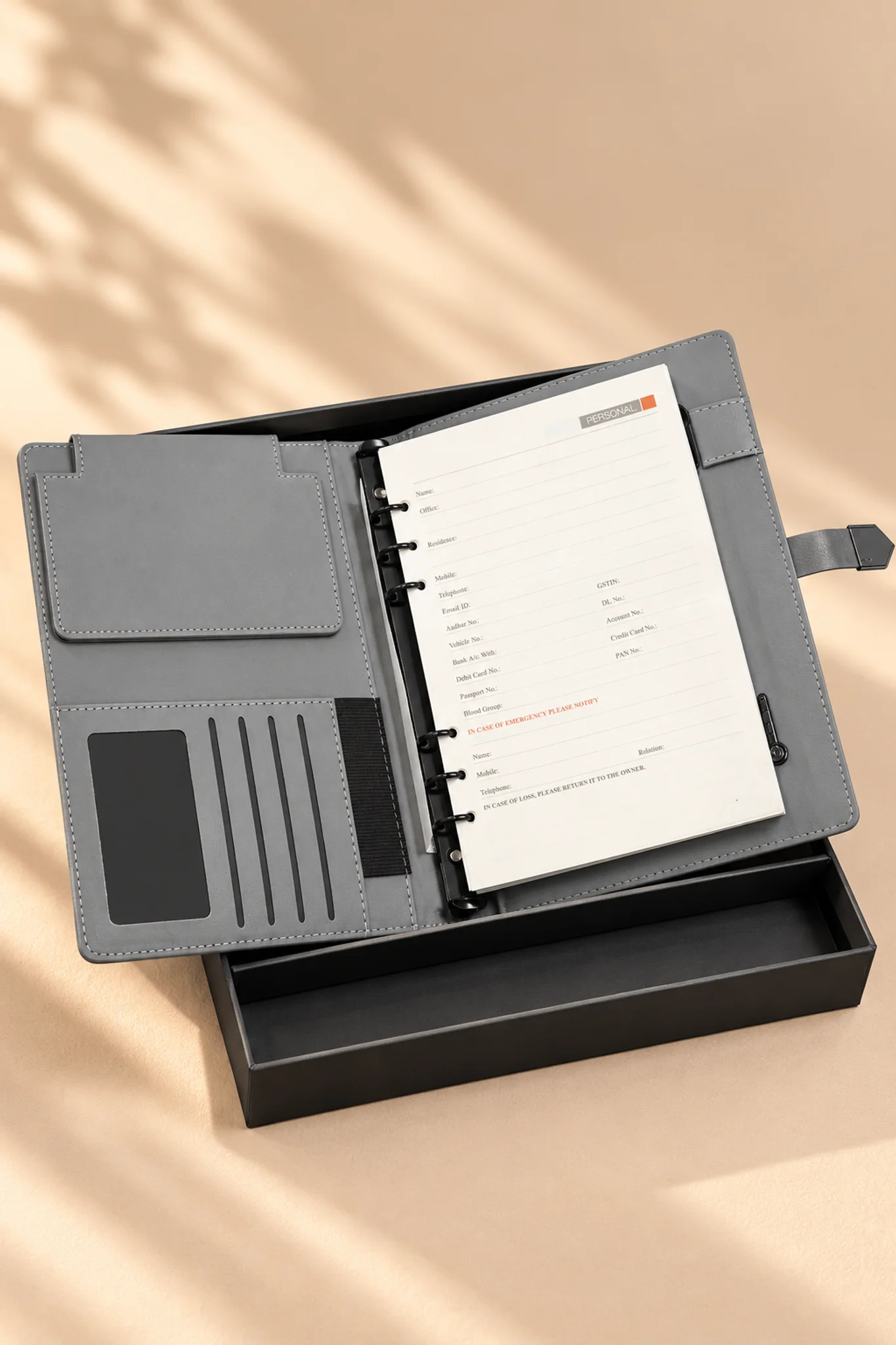 Corporate Tech Gift Set with Built-in Power Bank In Refillable Ring Binder Diary - Image 2