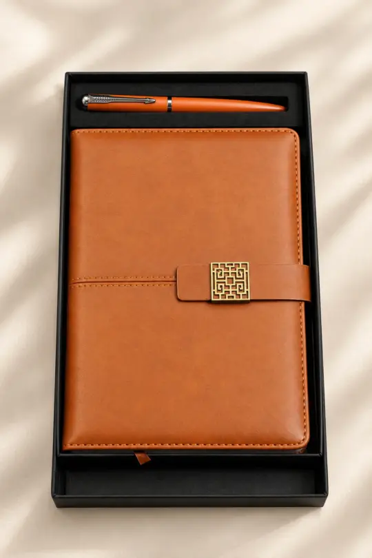 Executive Faux Leather Diary and Pen Gift Set