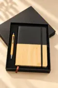 Dual-Tone Wooden Finish Executive Journal Combo with Bamboo Pen