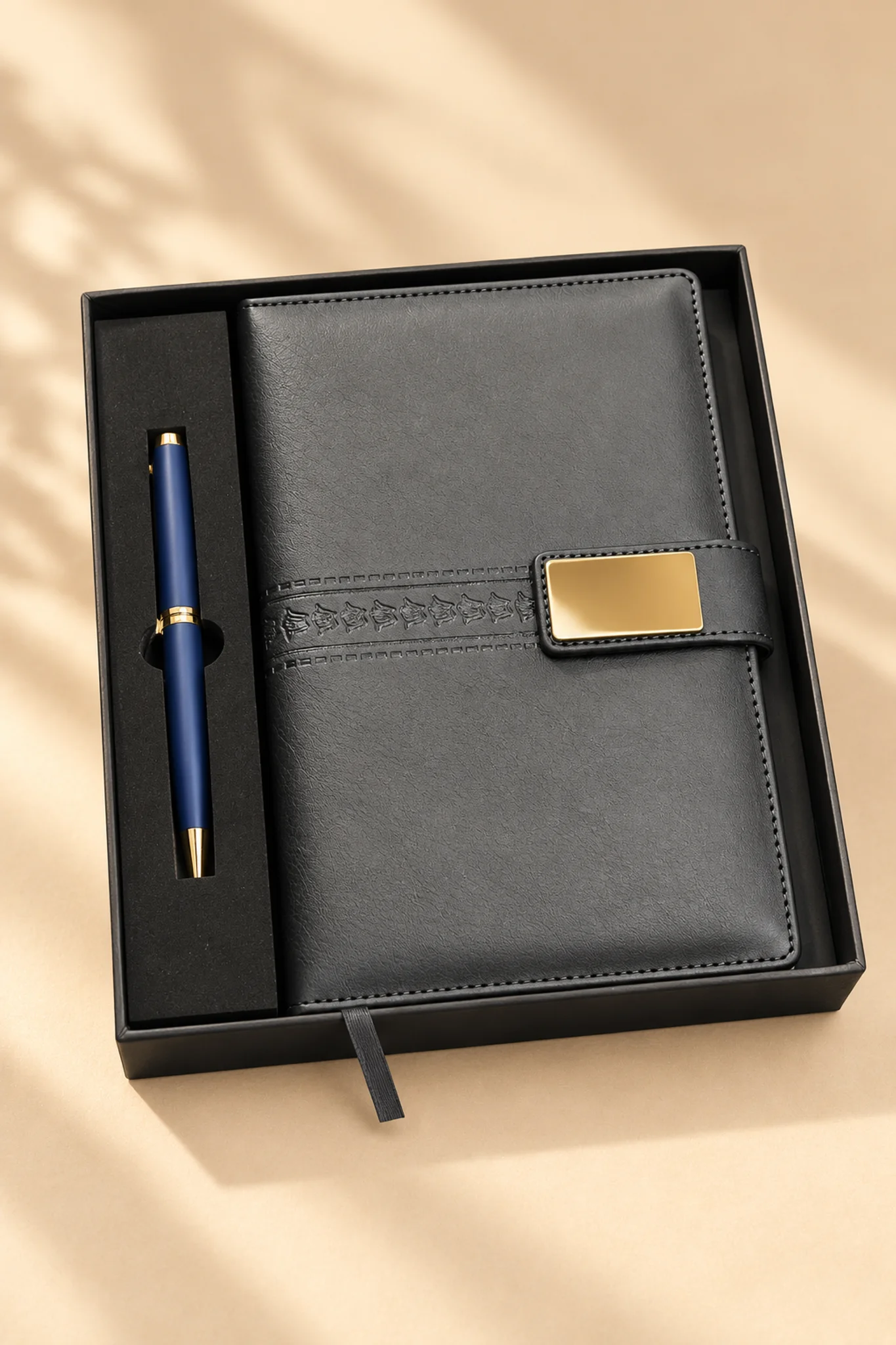 Executive Blue Faux Leather Diary and Pen Gift Set