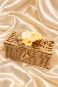 Handcrafted Rustic Jute Rope Trinket Trunk Box