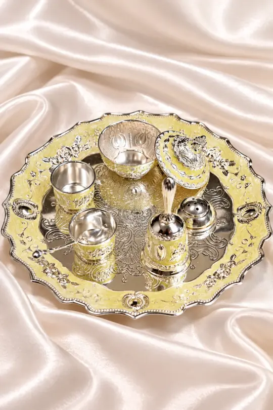 German Silver Pooja Thali Set