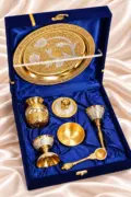 Gold Silver Coated Pooja Thali Set