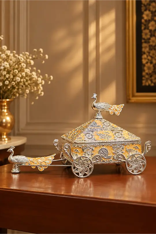 German Silver & Meenakari Peacock Chariot